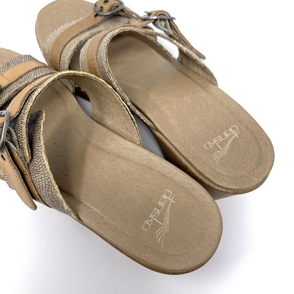 Dansko Jessie Brown Lizard Leather Buckle Sandals - Picture 7 of 12